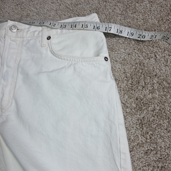 AGOLDE Parker Long Shorts Panna Cotta White Denim Loose Fit Size 30 ($138) - Picture 8 of 10